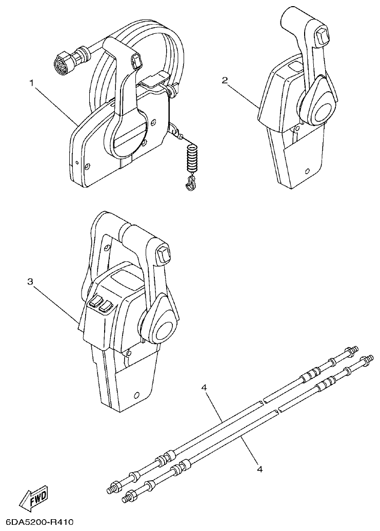 Yamaha F200BET, FL200BET REMOTE CONTROL BOX parts diagram